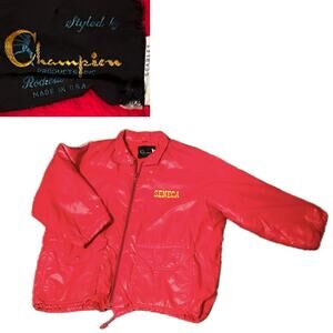 Vintage Champion Seneca Red Windbreaker Jacket USA Made Nylon Zip / large -